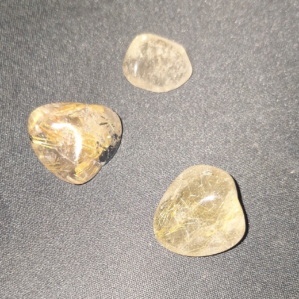 3 Mini Rutilated Quartz Tumbles